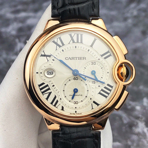 二手卡地亚蓝气球系列w6920009男士手表18k玫瑰金计时功能机械表