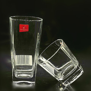 丽尊无铅透明水晶玻璃水杯耐热家用四方杯酒杯果汁杯奶茶杯可logo