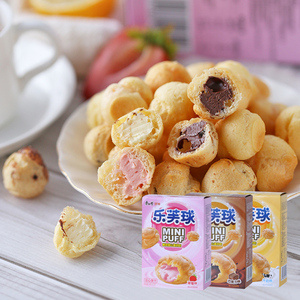 康师傅草莓牛奶巧克力味乐芙球夹心泡芙球点心零食整箱50g*24盒