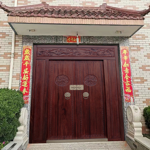 实木大门家用乡村双开农村别墅入户防盗门自建房进户围墙庭院木门