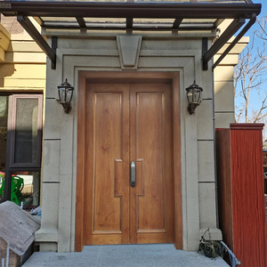 现代中式别墅柚木大门茶楼庭院双开大门原木进户门全屋定制入户门