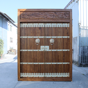农村大门双开门仿古雕刻门楼院子围墙复古中式庭院家用乡村防盗门