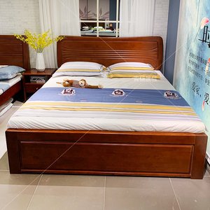 中式全实木1.8米双人床1.5米现代简约纯实木大床成人用家具柏木床