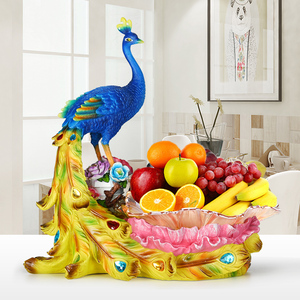 欧式创意高级孔雀水果盘摆件客厅家用茶几轻奢华高档大气家居饰品