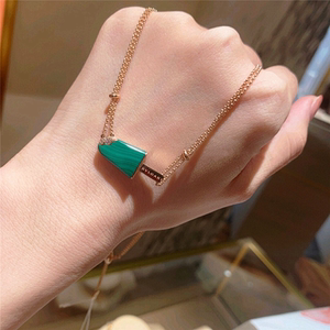 bvlgari/宝格丽 雪糕项链18k玫瑰金孔雀石白贝母镶钻冰淇淋锁骨链