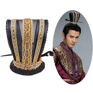 汉服发饰男头冠明制银色皇冠头饰金色发冠复古风宫廷造型黑色配饰