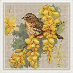 十字绣saga格式重绘xsd源文件电子图纸迎春花与小鸟