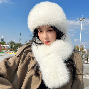狐狸毛帽子女护耳皮草水貂冬季蒙古东北滑雪加厚保暖环保毛毛帽子