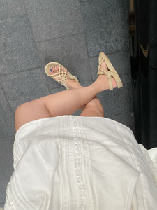 TZCO23夏「白莲花短裙」100%进口纯亚麻超百搭纯白色双口袋短裙