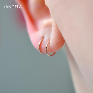 纯银小耳圈欧美ins圈圈耳环两个耳洞耳环防过敏防堵圈高级感耳钉