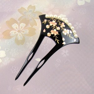日本代购 发饰 扇型簪 樱花 日式和风时绘发簪 和装小物 送女友
