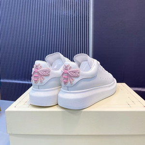 小白鞋女增高格莱麦昆蜜蜂板鞋男韩版米奇刺绣印花真皮厚底休闲鞋