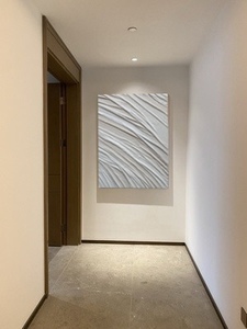 原创纯手绘（洁白）极简侘寂风肌理石膏布客厅现代抽像玄关装饰画