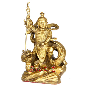 匠心工艺 纯铜骑龙三太子摆件 哪吒三太子 家居办公佛像工艺品