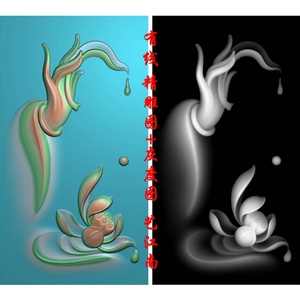 1076佛手观音手莲花荷花浮雕精雕jdp灰度bmp格式玉雕木雕牙雕图