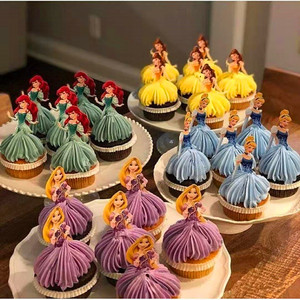 新款网红迪士尼公主系列纸杯蛋糕装饰插牌小红书热门蛋糕包装饰品
