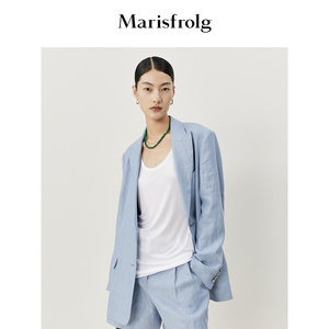 【轻薄凉感面料】玛丝菲尔夏季新款宽松经典款透气亚麻西装外套