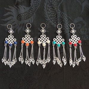 蒙古吉祥结胸挂吊链坠子流苏乌力吉结蒙古袍子扣子配饰品胸针镂空