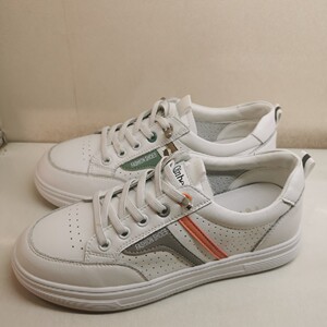 特价千佰莉专柜正品平底舒适真皮女鞋休闲小白鞋8734