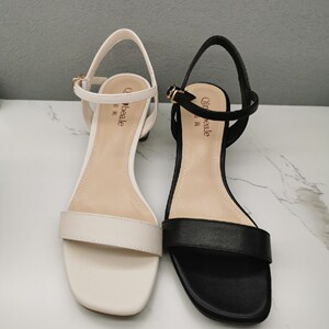 千佰莉特价女鞋低跟粗跟女凉鞋真皮一字带女鞋8726