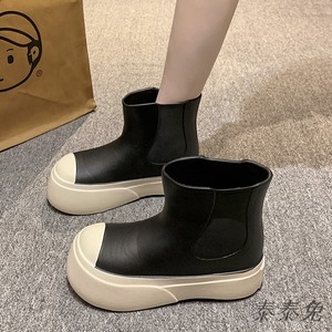 日本JULIPET 黑色雨靴女款短筒时尚水鞋四季胶鞋防水防滑耐磨雨鞋