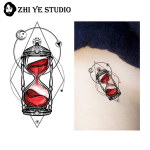 枝爷生命沙漏文艺纹身贴ins复古风男女时间漏斗学院港风血液暗黑