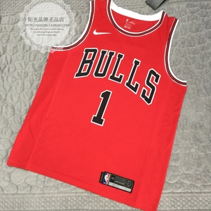 正品耐克 nba公牛队服 罗斯球衣男1号客场城市版篮球服定制红色