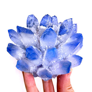 天然蓝水晶簇原石摆件 手链消磁石家居办公室奇石镇宅招财送礼