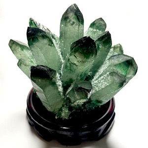 天然绿色水晶绿幽灵共生水晶簇原石原矿标本摆件消磁净化防辐射