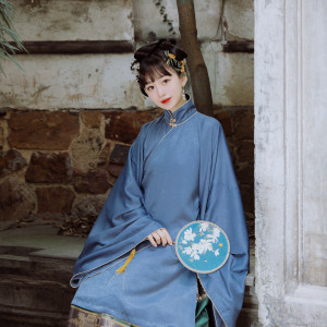 半山云庭《姑苏心意》长袄 立领 汉服 明制 单件霾蓝色,尺码