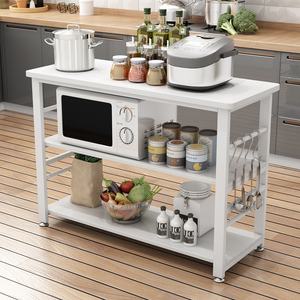 厨房置物架落地多层收纳架家用切菜桌微波炉架子操作台碗碟果蔬桌
