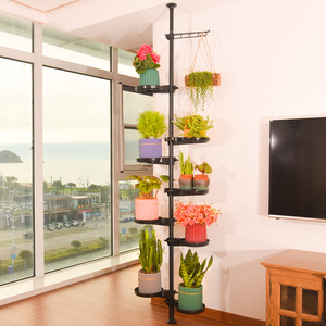 室内多层阳台花架子现代简约绿萝吊兰黑色顶天立地省空间伸缩花架