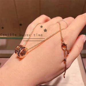 bvlgari宝格丽b.zero1 18k玫瑰金弹簧吊坠三环锁骨链情侣款项链女