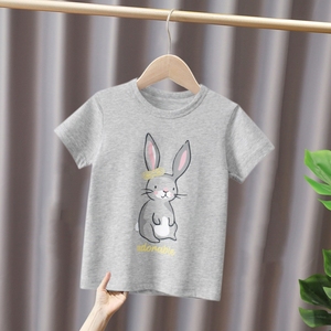 27home儿童韩版夏季新款童装女童上衣中小童卡通兔子纯棉短袖t恤