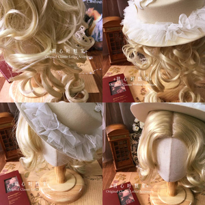初心订制洛可可风贵族假发 欧式宫廷贵妇伯爵古典大卷短浅金假发