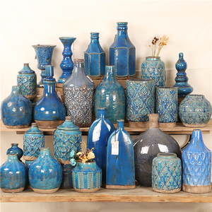 孤品集合-美式仿古怀旧冰裂纹陶瓷罐子摆件家居民宿庭院装饰摆设