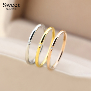 日式极细小钻戒指女ins潮时尚个性小众设计钛钢18k金尾戒小指素圈