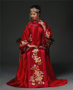 北京華芬原创 中式嫁衣 中国新娘结婚礼服 秀禾装 手工刺绣吉祥花