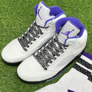 适配airjordan 5 retro concord康扣白紫色渐变烟灰爆裂纹aj5鞋带