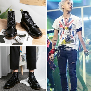 gd权志龙同款低帮鞋时尚马丁靴皮鞋休闲英伦皮靴春秋冬潮男鞋短靴