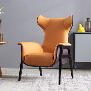 福好多 北欧现代简约轻奢单人沙发椅客厅皮艺设计师高靠背休闲椅