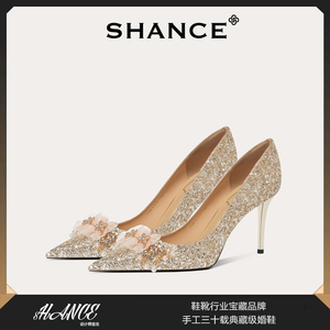 『SHANCE』秀禾服装鞋女优雅高级感法式细跟高跟鞋中式新娘婚纱鞋