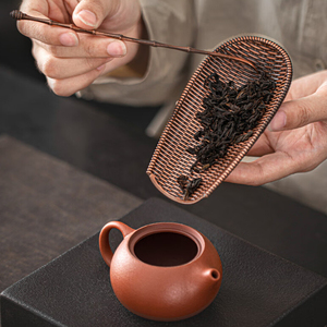 茶道配件茶荷创意编织茶匙茶则茶拨茶勺合金材质功夫茶具配件个性