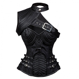 复古哥特式黑色装甲紧身胸衣蒸汽朋克宫廷塑身马甲上衣束腰corset