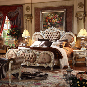 设计师家具定制欧式宫廷高档奢华双人床法式裂纹漆实木床婚床定做
