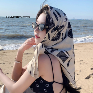 KADINISS品牌法式复古小方巾百搭夏季防晒丝巾海边沙滩披肩头巾