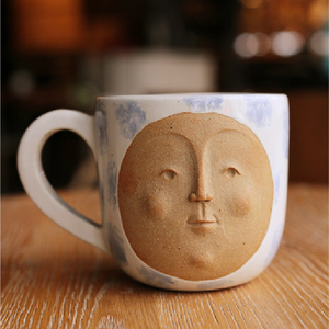 泰国进口人脸杯纯手工3d立体马克杯个性创意陶瓷杯子大容量水杯