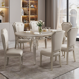 轻奢实木餐桌椅组合大小户型餐厅家用餐台奢华美式长方形欧式饭桌