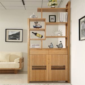 北欧水曲柳实木玄关柜客厅隔断柜门厅间厅柜经济型 鞋柜酒柜花架