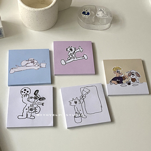 韩国aeiou法式简笔画便利贴 ins风 手帐电脑装饰素材贴画便签